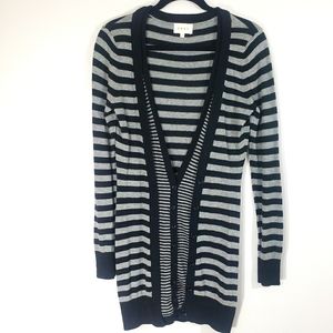 SHAE metallic cashmere striped button cardigan